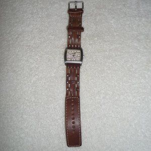 Vintage Fossil Genuine Leather Analog Quartz Casual Dress Watch, Brown